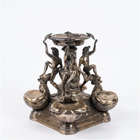 Modellino in argento della Fontana delle Tartarughe a Roma, secolo XIX