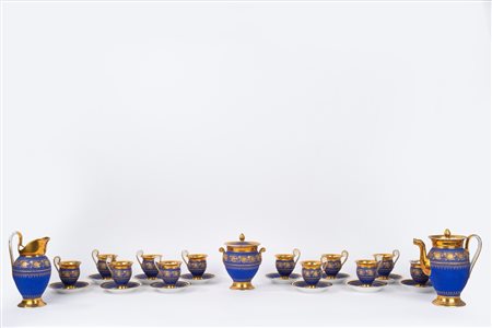 Servizio in porcellana blu e oro, Francia secolo XIX