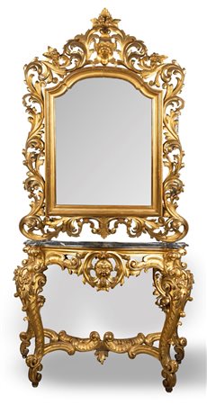 Consolle con specchiera in stile Luigi XV, secolo XIX