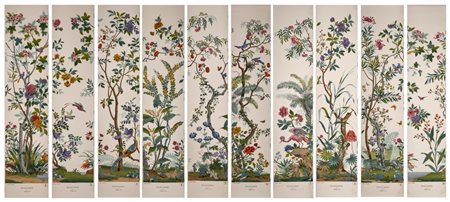 Zuber & Cie. 'Décor Chinois' wallpaper, serie completa di 10 pannelli, da un modello del 1832, France, second half of the 20th century