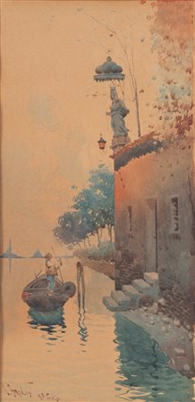 Vittorio Arcolin (attivo tra il XIX e il XX secolo) - Scorcio di Venezia con la laguna, 1898