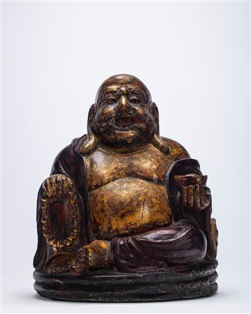 Grande scultura raffigurante Budai. Cina, secolo XIX