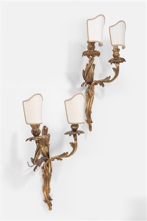 Coppia di appliques in bronzo dorato, secolo XIX