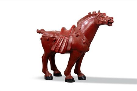 Cavallo in lacca rossa, Cina secolo XX