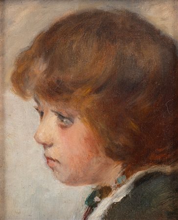 Scuola europea, inizi del XX secolo - Ritratto di bambino pensieroso