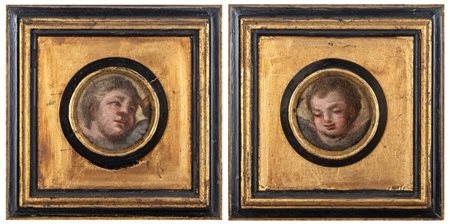Scuola italiana, secolo XVIII - Due teste di cherubini (frammenti)