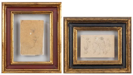 Scuola europea fine XIX - inizi XX secolo - Lotto composto da due disegni a matita su carta