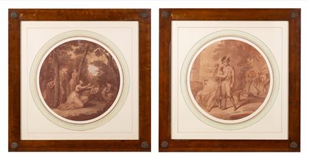 Due stampe con soggetto neoclassico