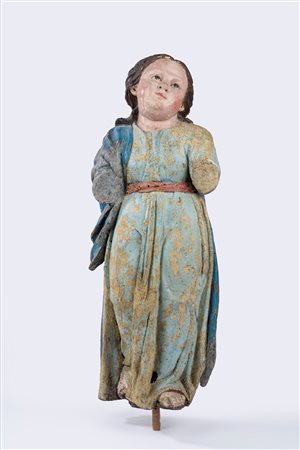 Madonna in legno intagliato e laccato policromo, Napoli fine secolo XVII  - inizi secolo XVIII