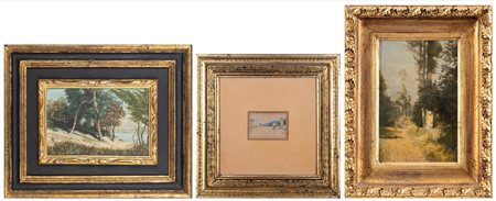 Scuola europea, inizi del XX secolo - Lotto composto da tre dipinti