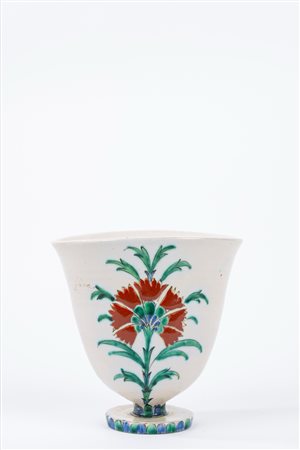 Vaso in ceramica con decorazione stile Iznyk, Icaro Rodi