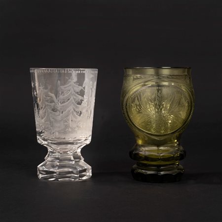 Due bicchieri in cristallo molato, secolo XX