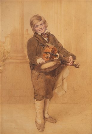 Scuola europea, secolo XIX - Il piccolo suonatore ambulante