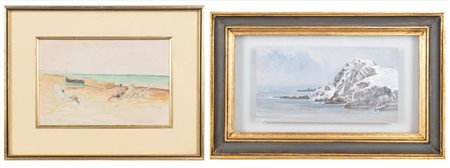 Scuola europea, secolo XX - Due dipinti raffiguranti vedute costiere