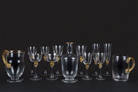 Servizio di bicchieri in vetro di Murano, anni '50 del XX secolo