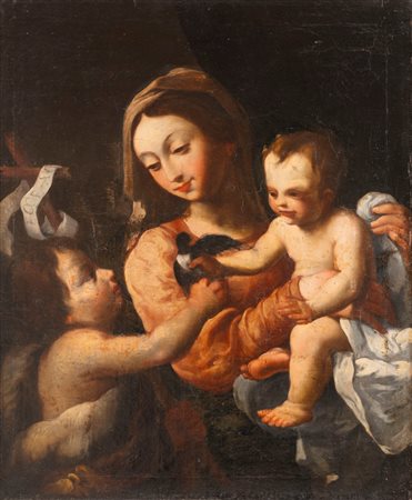 Scuola italiana, secolo XVII - Madonna con Bambino e San Giovannino