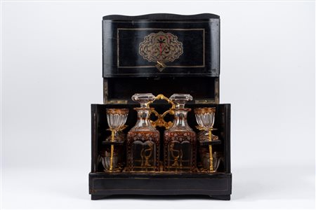 Tantalo da carrozza con servizio in cristallo di Boemia, secolo XIX