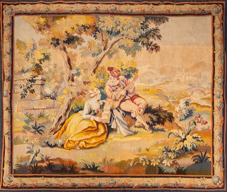 Arazzo con scena galante, secolo XIX