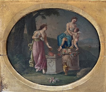 Scuola italiana, inizi del secolo XIX - Coppia di scene mitologiche (mito di Amore e Psiche?)