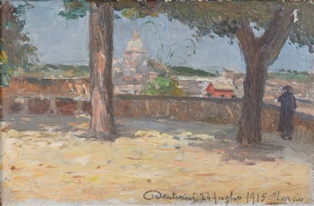 Dante Ricci (Serra San Quirico 1879 - Roma 1957)  - La terrazza del Pincio a Roma, 1915