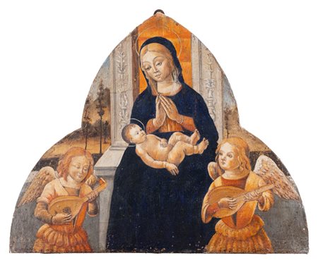 Imitatore di Filippo Lippi - Madonna in trono con Bambino e due angeli musicanti
