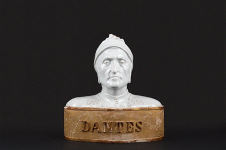 Scuola italiana del XX secolo - Busto di Dante in maiolica bianca