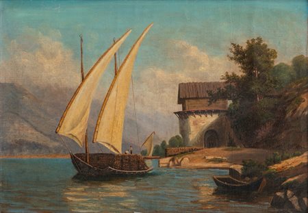 Scuola europea, inizi del XX secolo - Vela sul lago