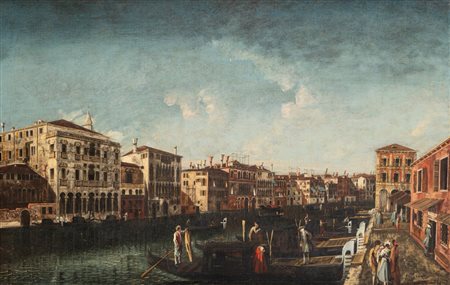 Scuola veneta, secolo XIX - Veduta di Venezia con il Canal Grande dal Palazzo Michiel dalle Colonne al Fondaco dei Tedeschi