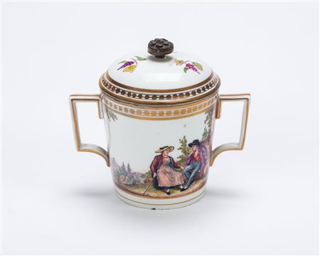 Tazza biansata con coperchio, Manifattura di Vienna metà XIX secolo