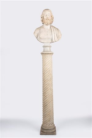 Antica scultura in marmo raffigurante busto di filosofo