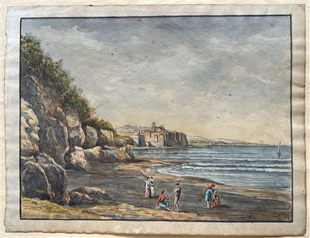 Scuola europea, secolo XIX - Veduta di Nettuno dai marinaretti