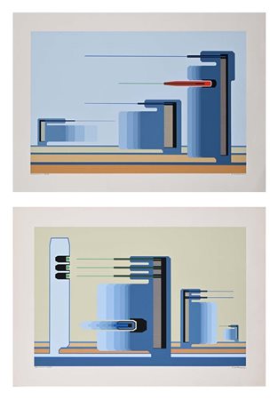 Yves Millecamps (Armentieres 1930) Lotto di due serigrafie 1) Serigrafia, cm...