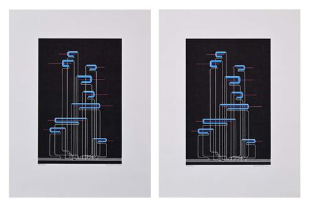 Yves Millecamps (Armentieres 1930) Lotto di due serigrafie Ognuna misura cm...