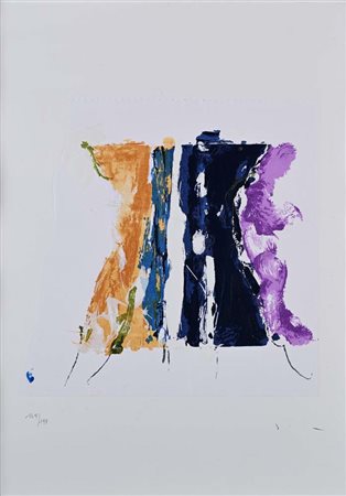 Mario Schifano (Homs 1934 - Roma 1998) Paesaggio anemico in viola 1995 Firma...