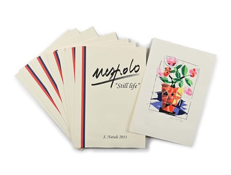 Ugo Nespolo (Mosso 1941 - 0) Lotto di 10 serigrafie "Still Life S. Natale...