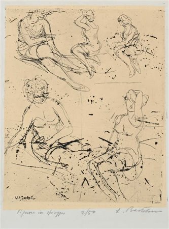 Luigi Bartolini (Cupramontana 1892 - Roma 1963) Signore in spiaggia 1959...