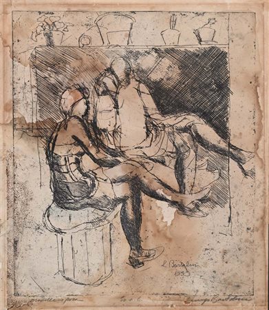 Luigi Bartolini (Cupramontana 1892 - Roma 1963) Modelle in posa 1933 Firma,...