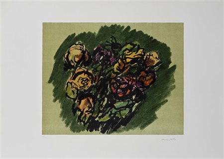 Ennio Morlotti (Lecco 1910 - Milano 1992) Fiori Firma e numerazione "Morlotti...