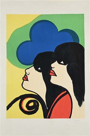 Borra Pompeo (Milano 1898 - Milano 1973) Due donne di profilo Firma e...