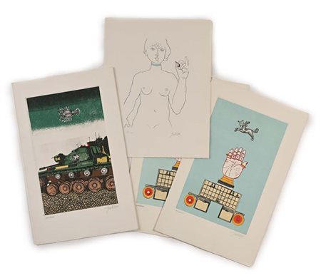 Franco Gentilini (Faenza 1909 - Roma 1981) Lotto di 4 grafiche 1) Tre...