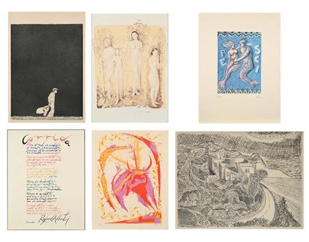 AA.VV. () Lotto di 6 grafiche 1) Rafael Alberti, Corrida, 1970, due...