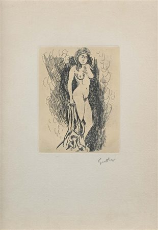 Renato Guttuso (Bagheria 1911 - Roma 1987) Nudo di donna in piedi Firma...