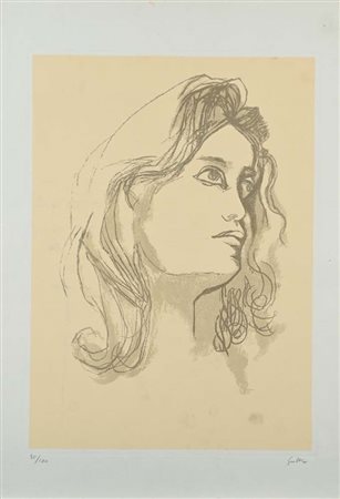 Renato Guttuso (Bagheria 1911 - Roma 1987) Ritratto di donna Firma e...