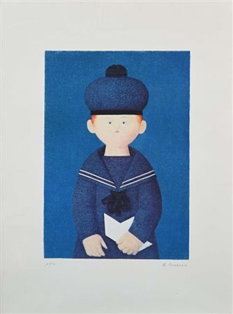 Antonio Bueno (Berlino 1918 - Fiesole 1984) Marinaretto blu Firma e...
