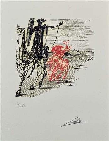 Salvador Dalì (Figueres 1904 - Figueres 1989) Don Chischiotte e Sancho Panza...