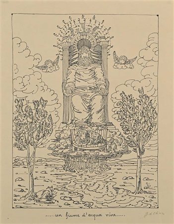 Giorgio De Chirico (Volo 1888 - Roma 1978) da L'Apocalisse "...un fiume...