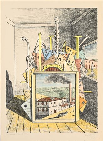Giorgio De Chirico (Volo 1888 - Roma 1978) Interno metafisico Firma e...