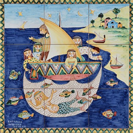 () Pannello in ceramica maiolicata, Ceramiche Avallone, Vietri sul Mare La...