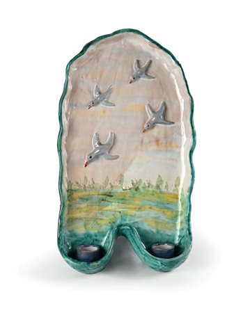 () Candeliere da parete in ceramica smaltata, produzione Solimene, Vietri sul...