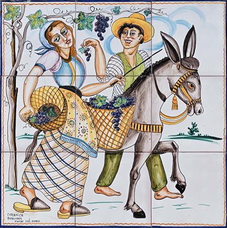 () La vendemmia, ceramiche Avallone, Vietri sul Mare In basso a sinistra reca...